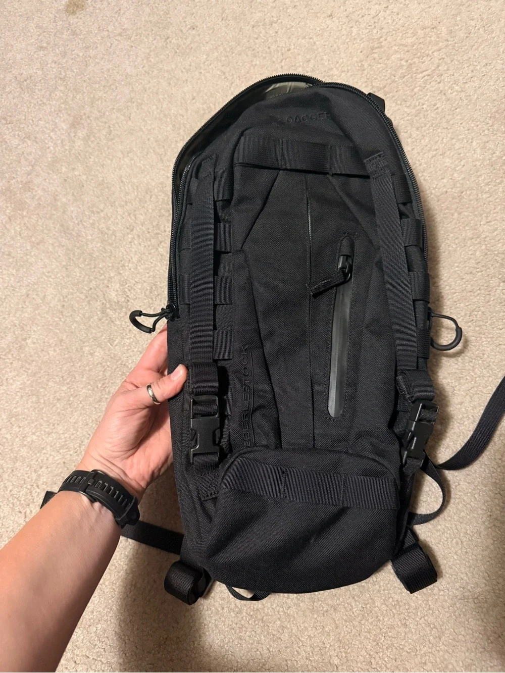 Sleek Black Tactical Backpack with bladder by Eberlestock